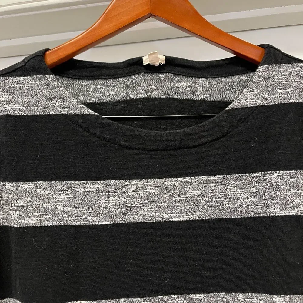 J. Crew Black & Gray Rugby Stripe Knit Shift Dress sz S